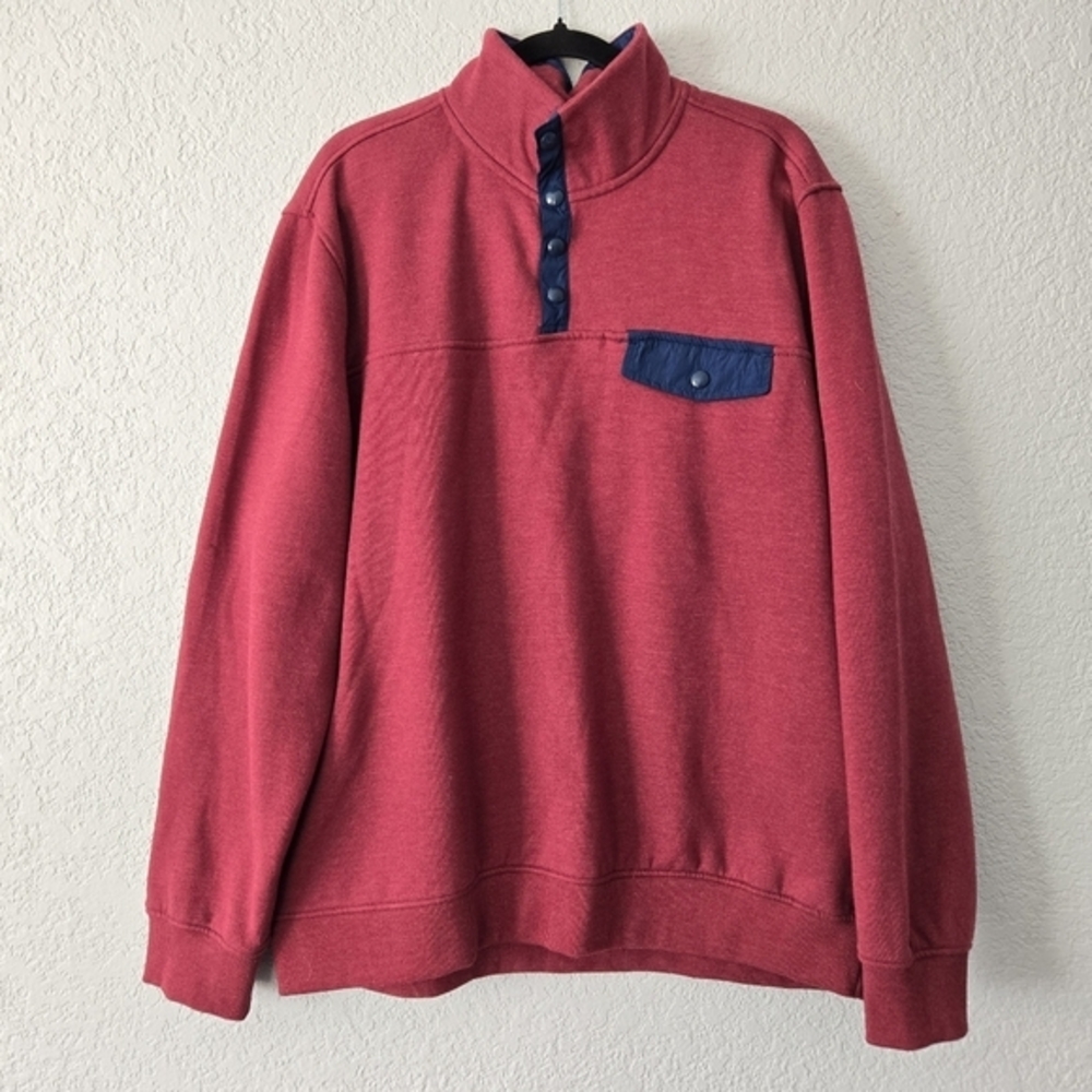 St Johns‎ Bay Mens XL Outdoor Pullover Burgandy Snap Up Sweatshirt